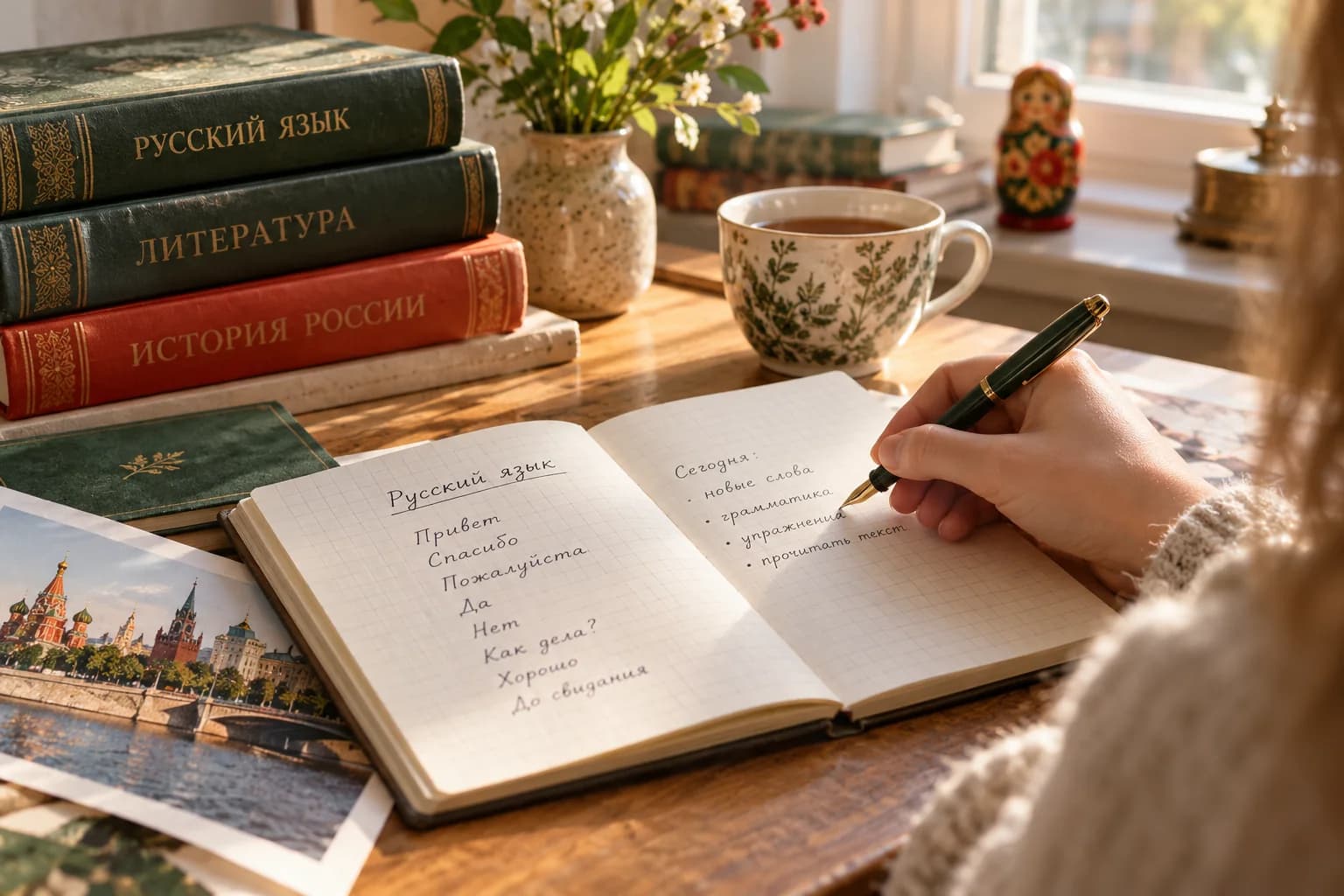 Иллюстрация: Дети читают книги за столом в библиотеке