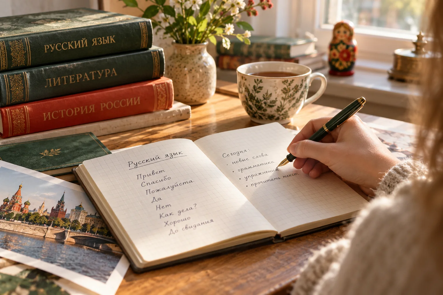Иллюстрация: Дети читают книги за столом в библиотеке
